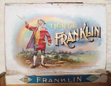 RARE *** Ben Franklin Wood Antique Cigar Box With Tax Stamp picture