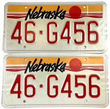 Vintage Nebraska 1990 Natural Auto License Plate Set Merrick Co Garage Decor picture