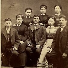 Antique CDV Large Group Photograph Beautiful Young Women Handsome Men Naples NY picture