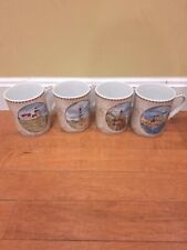 Set Of 4 American Atelier Porcelain Mugs Signals 5100 Lighthouse Cape Neddic  picture