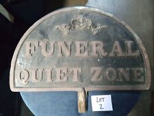 Vintage Funeral No Parking Quiet Zone Sign Solid Copper Very Heavy picture