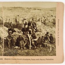 Hebron Palestine Men & Boys Stereoview c1898 West Bank City Skyline Family B1869 picture