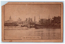 c1920's The Buffalo Skyline View Boat Dock Buffalo New York NY Postcard picture