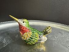 Hummingbird Hinged Rhinestone Bejeweled Enamel  Trinket Box Magnetic picture