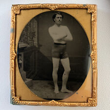 Antique Tintype Photograph Handsome Strong Man Boxer Circus Performer Wrestler picture