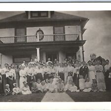 c1910s Group Women Children Community AID SOCIETY at House RPPC Real Photo A143 picture