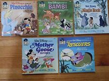 (5) WALT DISNEY VINTAGE 1977 Story Books, Nice, With Never Played 33/1/3 Records picture