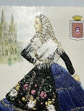 Vintage Elsi, Burgos Spain, Signed Silk Embroidered Unposted Postcard Unused. picture