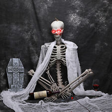 5.6FT Halloween Poseable Skeleton Skull Human Structure Full Life Size Party Dec picture