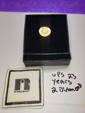 23 Year Safe Driver UPS Employee Service Award Pin 2 Diamonds Tie Tack 1/10 10K picture