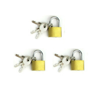 3x Small Metal Padlock Mini Brass Tiny Box Travel Locks Keyed Jewelry 3 Key 20mm picture