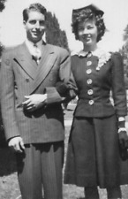 4M Photograph Handsome Man Beautiful Woman Cute Couple Dressed Up 1940's picture