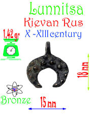 ANTIQUE BRONZE amulet - CROSS LUNNITSA X-XIII CENTURIES  Kievan Rus #23188 picture