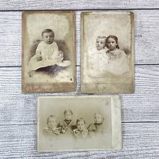 3 Antique Children Baby Portraits Photographs Cabinet Cards 4