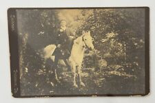 Antique Cabinet Card Photo 1880s Victorian In Hard Case Young Man On Horse 1880 picture