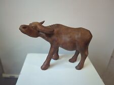 VTG Estate Water Buffalo Oxen Hand Carved Teak Wood  Statue Figurine Gift MCM picture