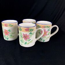 4 Vintage Royal Norfolk Mug Set Purple Lily Floral Coffee Tea 10 oz Excellent picture