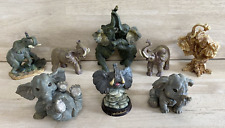 MIXED ELEPHANT STATUES Lot of 8 Resin Vintage Assortment picture