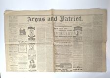 Montpelier Vermont Argus And Patriot Dec 28, 1881  Newspaper Rare picture