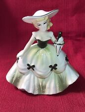Vintage RELPO Lady Girl Figurine Planter #5596 Green Gown Samson Import 1965 picture