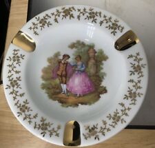 Vintage Limoges France Porcelain Ashtray Fragonard Courting Couple Gold picture