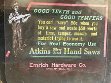 Vintage Atkins Silver Steel Hand Saw Advertising Slide 