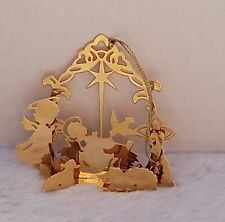 Danbury Mint 1984 Gold-tone Manger Scene Christmas Ornament Gift Tag Figurine  picture