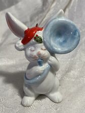 Vintage Fits & Floyd 1979 Ceramic Bunny Rabbit Musician Christmas Ornament  picture