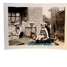 1930s 3 Boys on MOTORCYCLE w/ SIDECAR Vintage Photo Original picture