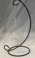 Vtg Hand Crafted Clear Crystal 3 Bell Wind Chime Christmas Ornament With Stand picture
