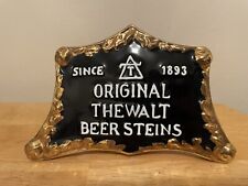 ORIGINAL THEWALT BEER STEINS  Gold Trim VINTAGE Porcelain Store Sign Plaque picture