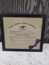 Antique 1904 Framed 9th Grade Graduation Diploma 15x13.5 Terre Haute Indiana picture