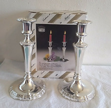 Vintage IANTHE Silver Plated Ornate Pair Candlestick Holders 8” ~ #591 ~ England picture