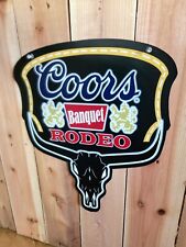 Coors Banquet Metal Sign Man Cave Beer Sign, Official Beer of Rodeo 15.5x13.5  picture
