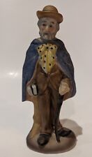 NORLEANS Old Man Wearing Cape & Hat, Carrying Book Figurine, Ceramic, 8