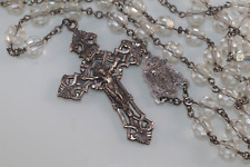 Vintage Sterling Silver  INRI Catholic Rosary Cross Prayer Crucifix Jesus & Mary picture