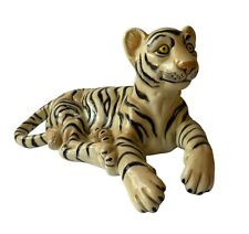Handsome Vintage Ceramic Lounging Young Tiger Figurine - Made In Italy picture