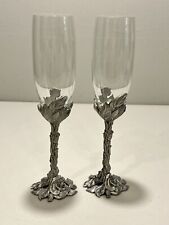 2 Seagull Canada Pewter Champagne ROSE Flutes 1995 Etain Zinn - Toasting picture