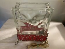 Rare MCM TV Lamp 50's, Glass Block, Metal Stand Red Fiberglass Fish bowl Vintage picture