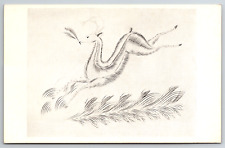 c1950s Deer American 19th Century Art Quill Drawing Vintage Postcard picture