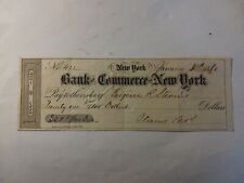 Bank Of Commerce New York 1860 Bank Check Pre-Civil War Beautiful Signature  picture