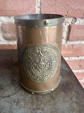 Vintage  Mexico Hammered Copper & Brass Aztec Calender 4.5