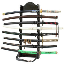 Japanese Dragon Deluxe Eight Tier Wall Display Wooden Sword Stand Collection picture