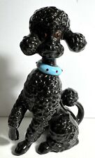 Vintage 1960's Black Poodle Dog Hand Painted Artist Signed 10.5