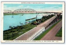 1926 Eastern Gateway To Western Hospitality Bridge River Clinton IA Postcard picture