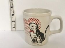 Cat Cup Mug Vintage Hearts Valentines Cute Coffee Mug 80's picture