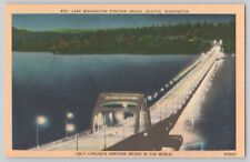 Postcard - Lake Washington Concrete Pontoon Bridge - Seattle WA Night View picture