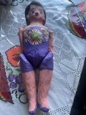 Vintage Mexican Folk Art Paper Mache Jointed Lupita Doll Hand Painted Fancy picture