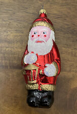 Vintage Antique COLOM Hand Blown Glass Santa Claus Christmas Ornament 5” picture