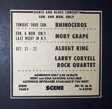 Moby Grape, Rhinoceros, Larry Coryell, Steve Paul's Scene, NYC 1968 Concert Ad picture